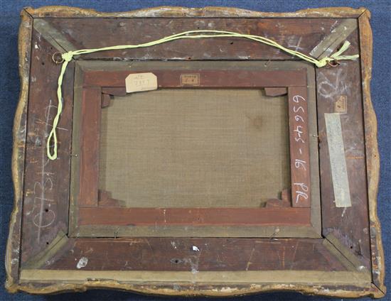 Early 19th century English School Anglers in river landscapes, 12 x 16.5in., ornate gesso frames